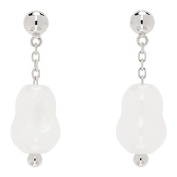 White & Silver Carved Stones Earrings 241646F022013