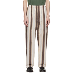 Off-White & Brown Relaxed Trousers 241646M191022
