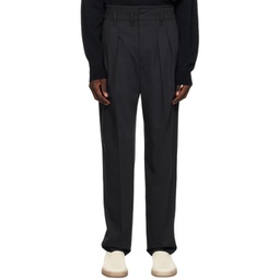 Black Pleated Trousers 241646M191029