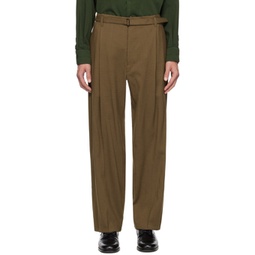 Brown Belted Easy Trousers 232646M191034