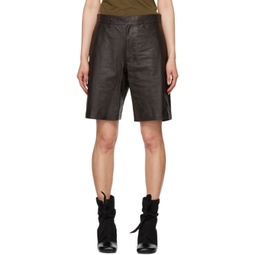 Brown Lined Leather Shorts 241646F088002