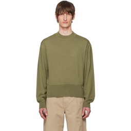 Green Mock Neck Sweater 241646M201007