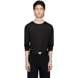 Black Soft Long Sleeve T-Shirt 241646M213014