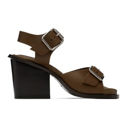 Brown Square 80 Heeled Sandals 241646F125005