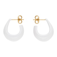 White & Gold Curved Mini Drop Earrings 241646F022011