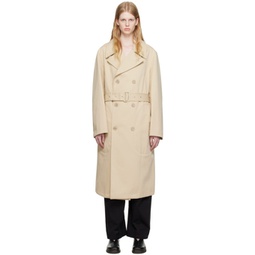 Beige Military Trench Coat 231646F067000