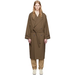 Brown Double-Breasted Trench Coat 231646F059015