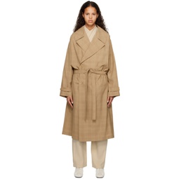 Beige Double-Breasted Trench Coat 231646F059011