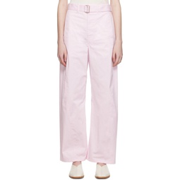 Pink Light Belt Twisted Trousers 231646F087011