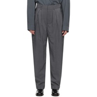 Gray Soft Pleated Trousers 232646F087002