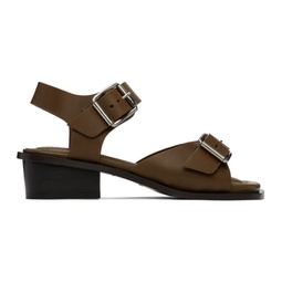 Brown Square 35 Heeled Sandals 241646F125004