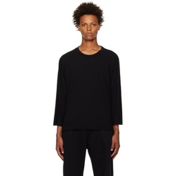 Black Oversized Long Sleeve T Shirt 222548M213016