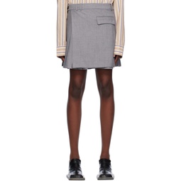Gray Pleated Midi Skirt 232732F092004