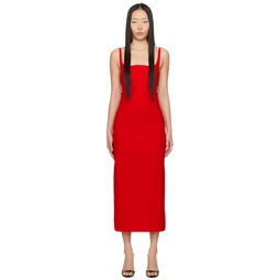 Red Shirring Maxi Dress 241732F055001