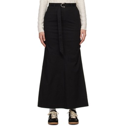 Black Belted Maxi Skirt 241732F093001