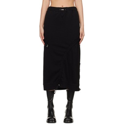 Black Shirring Midi Skirt 241732F092002