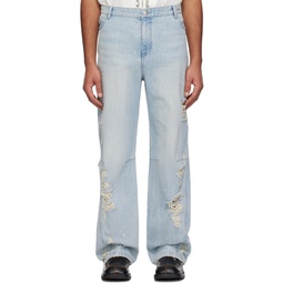 Blue Crystal Cut Jeans 241732M186000