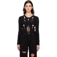 Black Knotted Bodysuit 231732F358000