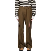 Brown Cutout Trousers 232732M191004