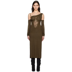 Brown Cutout Midi Dress 231732F054001