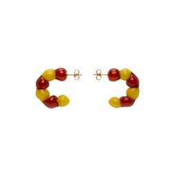 Brown   Yellow Ball Hoop Earrings 241203F022004