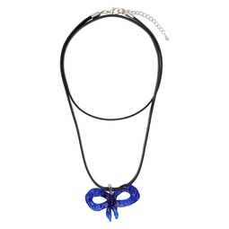 Black   Blue Bow Pendant Necklace 241203F023008