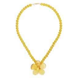 Yellow Flor Glass Necklace 241203F023006