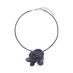 Purple Rose Pendant Glazed Clay Necklace 241203F023004