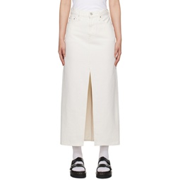 White Ankle Column Denim Midi Skirt 241099F092006