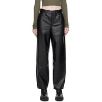 Black Baggy Dad Faux Leather Trousers 222099F084000