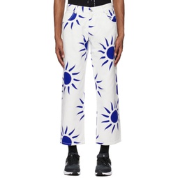 White Printed Jeans 231574M186003