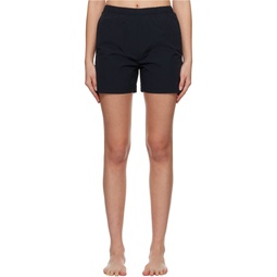 Black Gathered Shorts 231249F105001