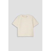 Checked cotton-blend boucle-jacquard top