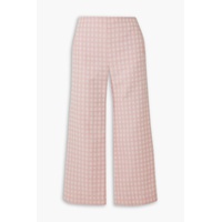 Cropped checked cotton-blend boucle-jacquard straight-leg pants