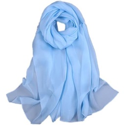 LITHE CASHMERE 100% Mulberry Silk Chiffon Scarf Solid Color Large for Women, Long Lightweight Silk Shawl Wrap