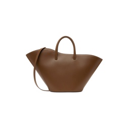 Brown Medium Open Tulip Tote 222306F049013