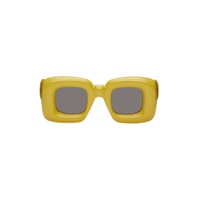 Yellow Inflated Rectangular Sunglasses 241677F005006