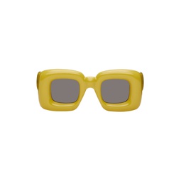 Yellow Inflated Rectangular Sunglasses 241677F005006