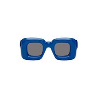 Blue Inflated Rectangular Sunglasses 241677F005004