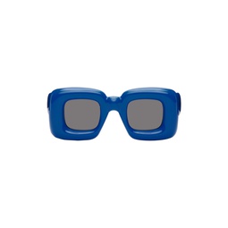 Blue Inflated Rectangular Sunglasses 241677F005004