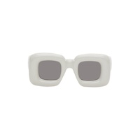 Gray Inflated Rectangular Sunglasses 241677F005005