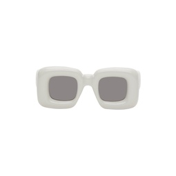 Gray Inflated Rectangular Sunglasses 241677F005005