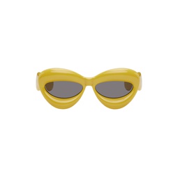 Yellow Inflated Cat Eye Sunglasses 241677M134044