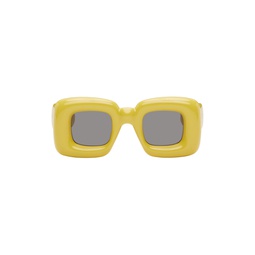Yellow Inflated Rectangular Sunglasses 241677M134043