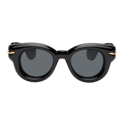 Black Inflated Round Sunglasses 241677M134013