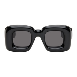 Black Inflated Rectangular Sunglasses 241677M134000
