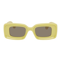 Yellow Rectangular Sunglasses 232677M134009