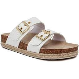 LONDON FOG Womens Wendee Sandals with Cork. Laides Slide Sandals With Double Buckle Strap Platform Sandal