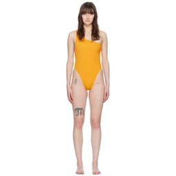 Yellow Plunge One Piece Swimsuit 241348F103001
