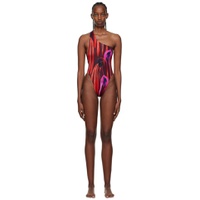 Red Plunge One Piece Swimsuit 222348F103020